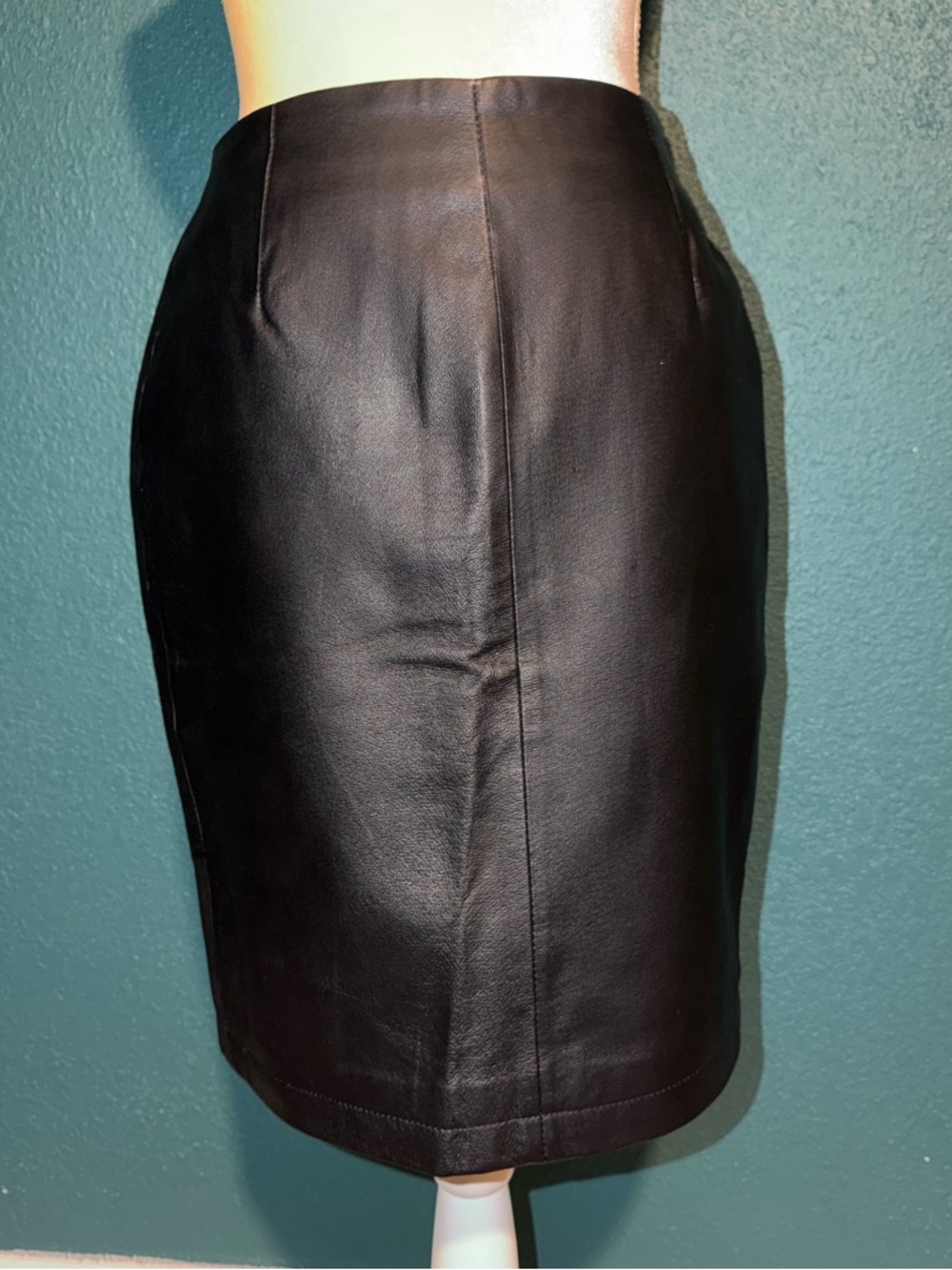 Vintage 26”-27” waist Savannah Black Leather Pencil Skirt